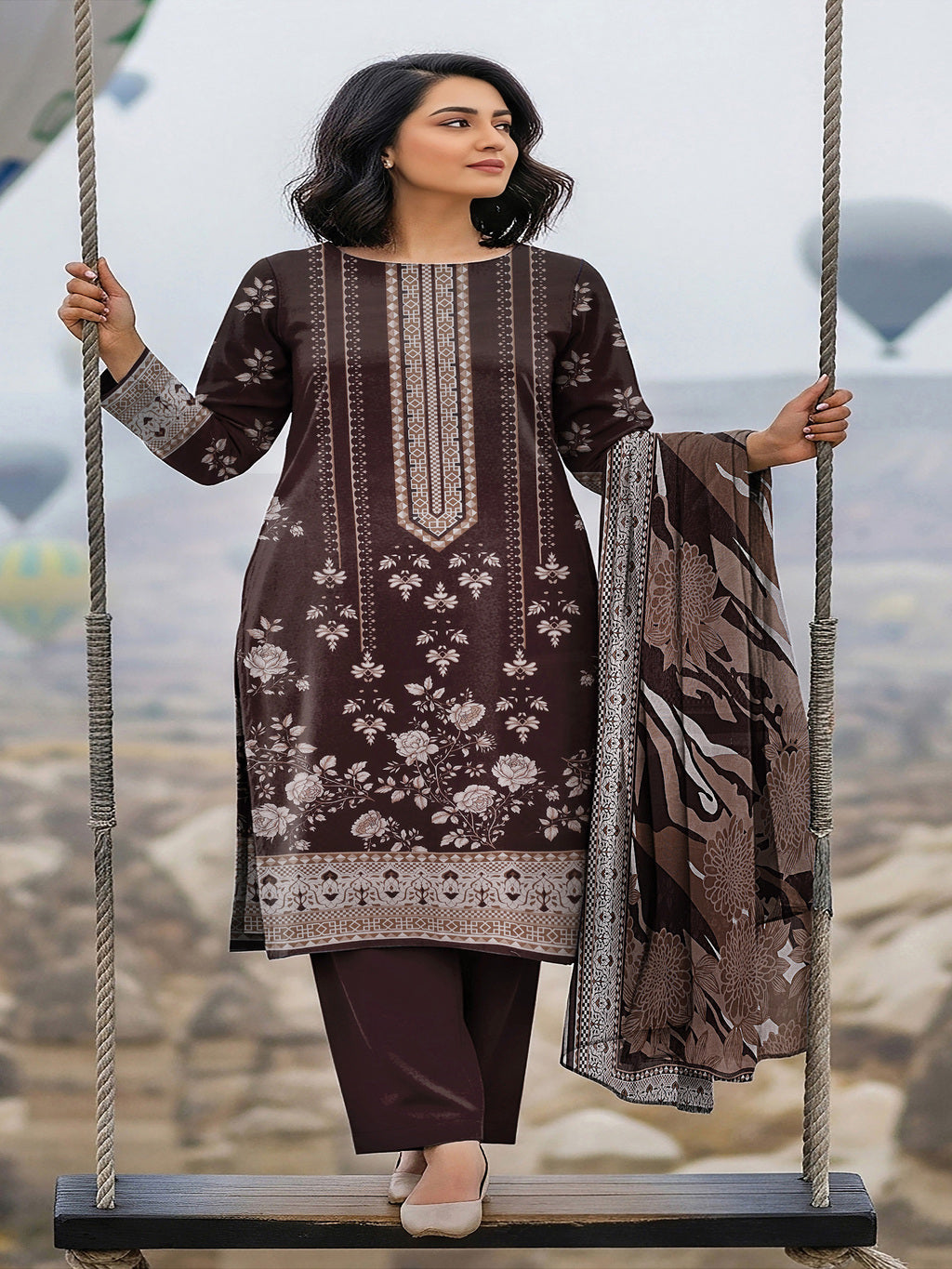 Unstitched Printed Lawn 3 Piece Suit