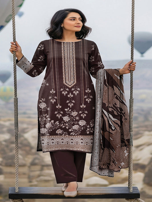 Unstitched Printed Lawn 3 Piece Suit