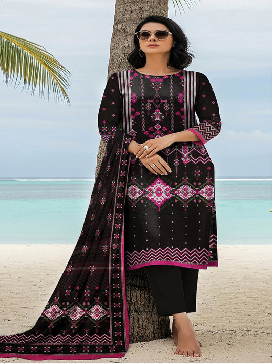 Unstitched Printed Lawn 3 Piece Suit