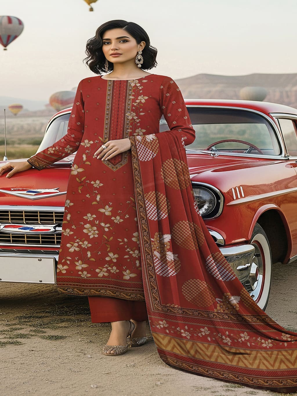 Unstitched Printed Lawn 3 Piece Suit