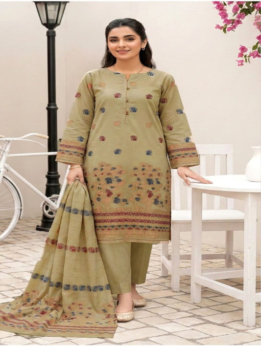 Jacquard Brosha Lawn 3 Piece Suit Unstitched
