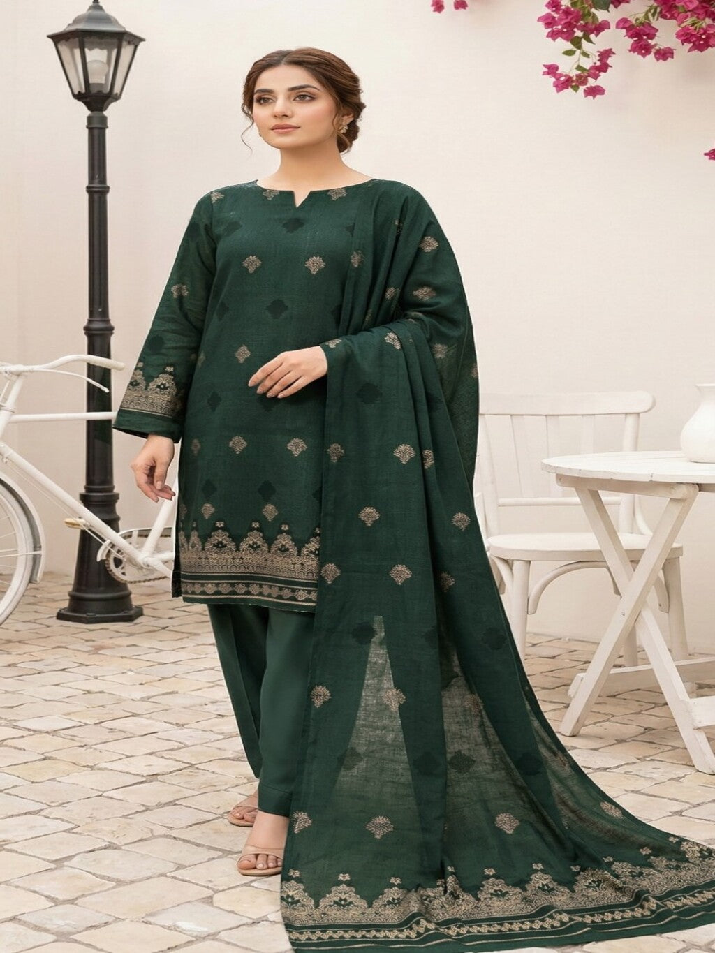 Jacquard Brosha Lawn 3 Piece Suit Unstitched