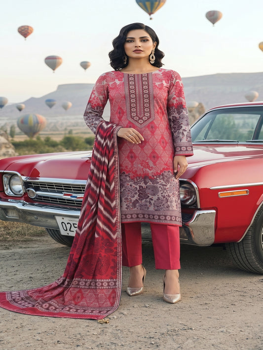 Unstitched Printed Lawn 3 Piece Suit